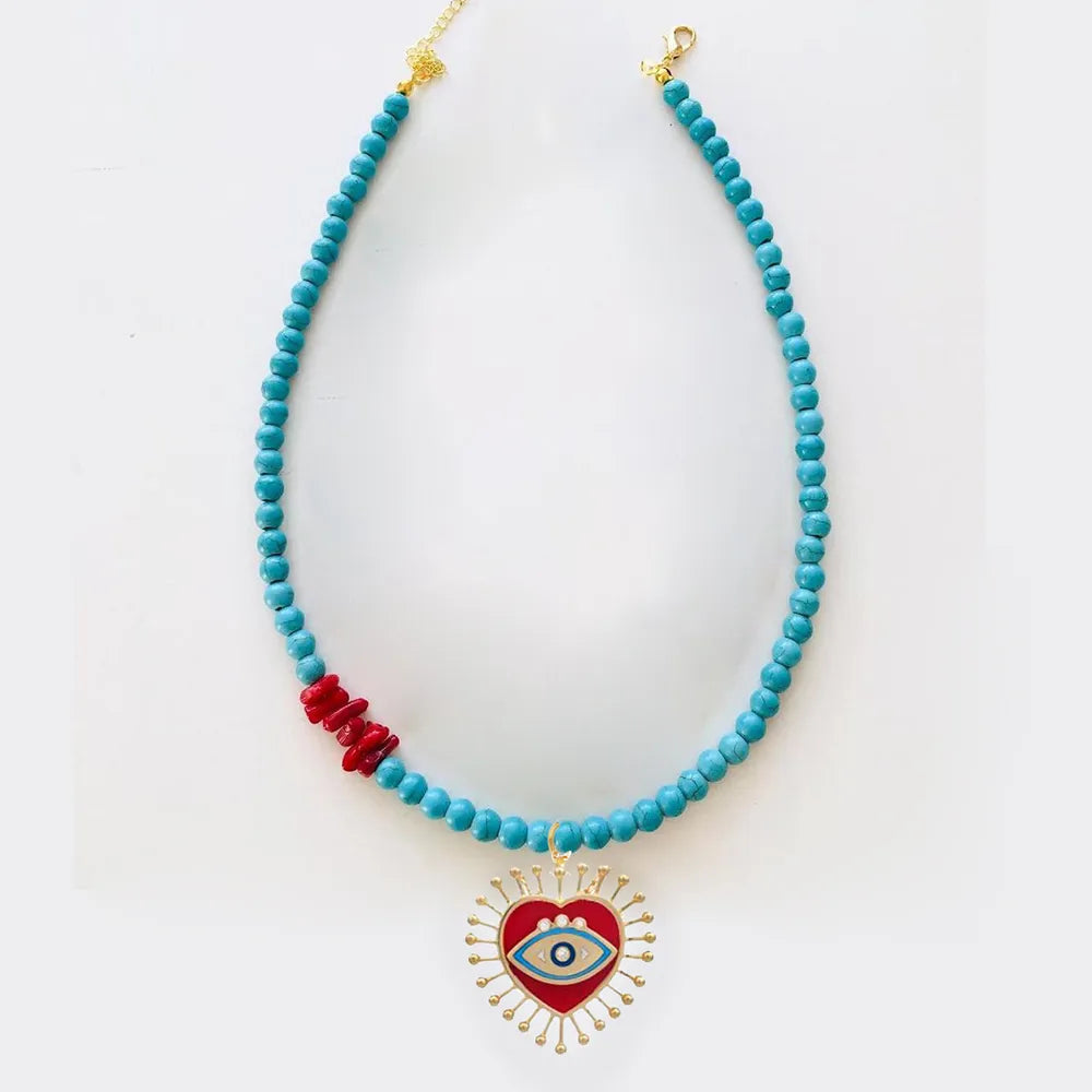 Beaded Stone Bohemian Necklace, Clavicle Zircon Necklace