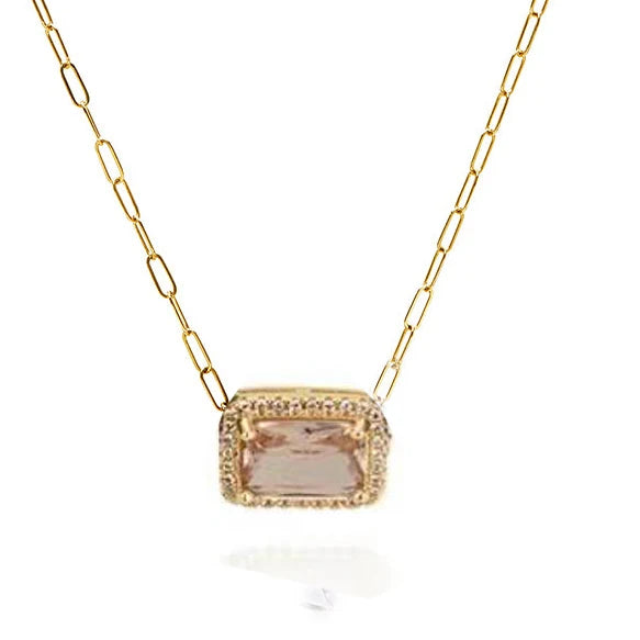 Gold Pave Cubic Zircon Pendant Choker, Gold-color Chain Necklace