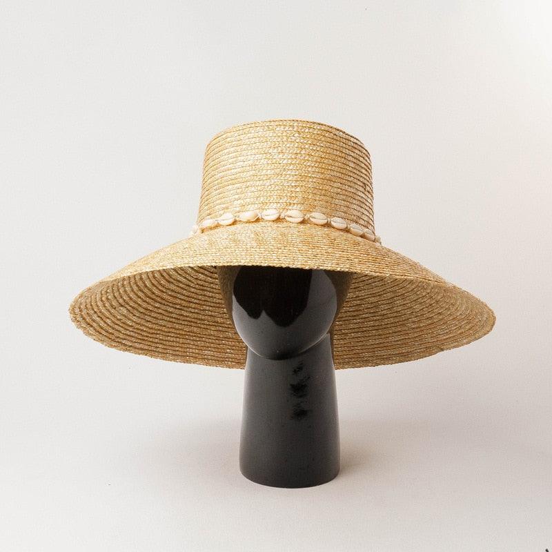 Wide Brim Beach Hats With Neck Tie For Women Large UV Protection Sun Hats Summer Big Brim Wheat Straw Hats - Belleroz