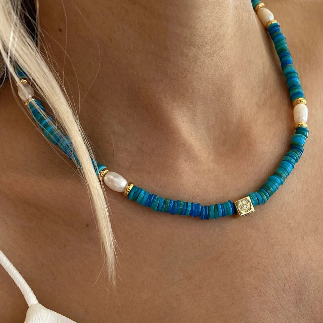 Beaded Stone Bohemian Clavicle Zircon Necklace