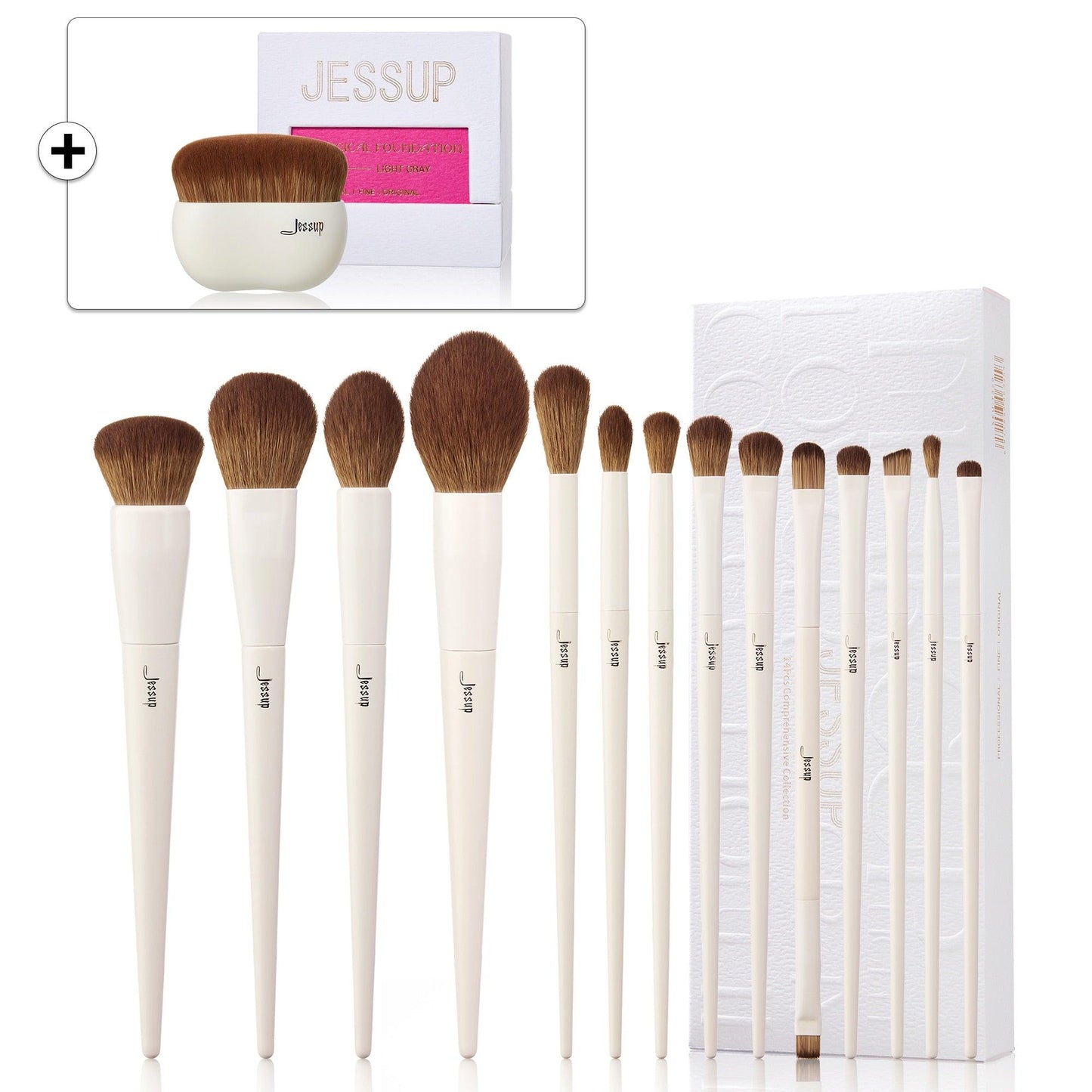 Jessup Makeup Brushes 10-14pcs Makeup Brush set, Synthetic Foundation Powder Contour Eyeshadow Liner Blending Highlight - Belleroz