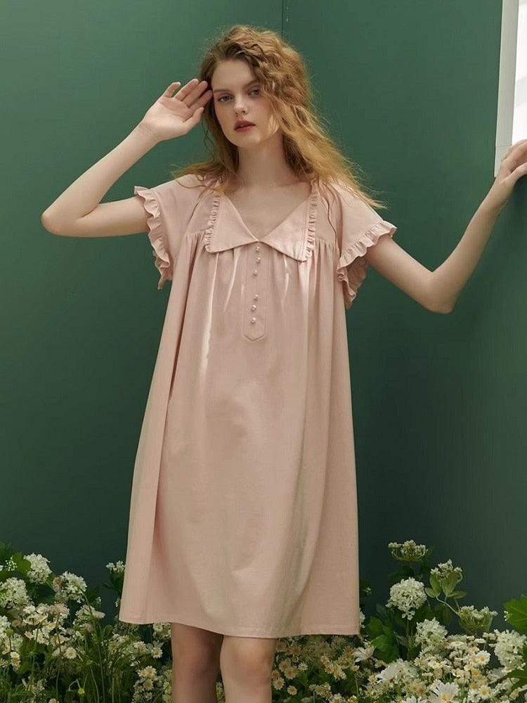 Vintage Nightgown, Soft Loose Sleepwear Elegant Princess Night Dress - Belleroz