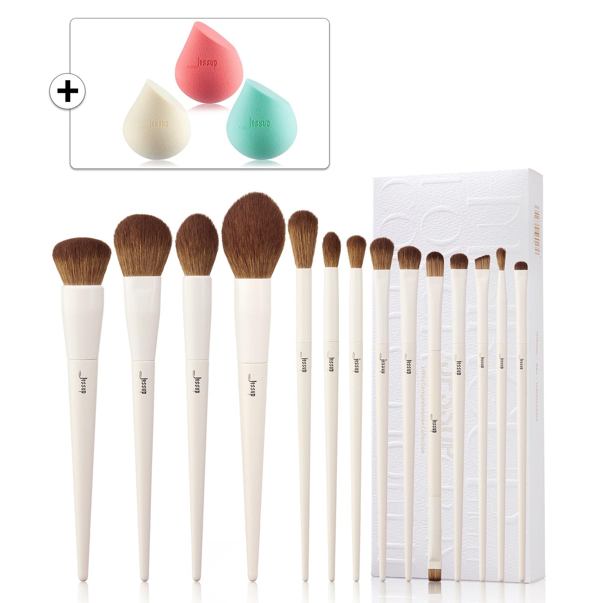 Jessup Makeup Brushes 10-14pcs Makeup Brush set, Synthetic Foundation Powder Contour Eyeshadow Liner Blending Highlight - Belleroz