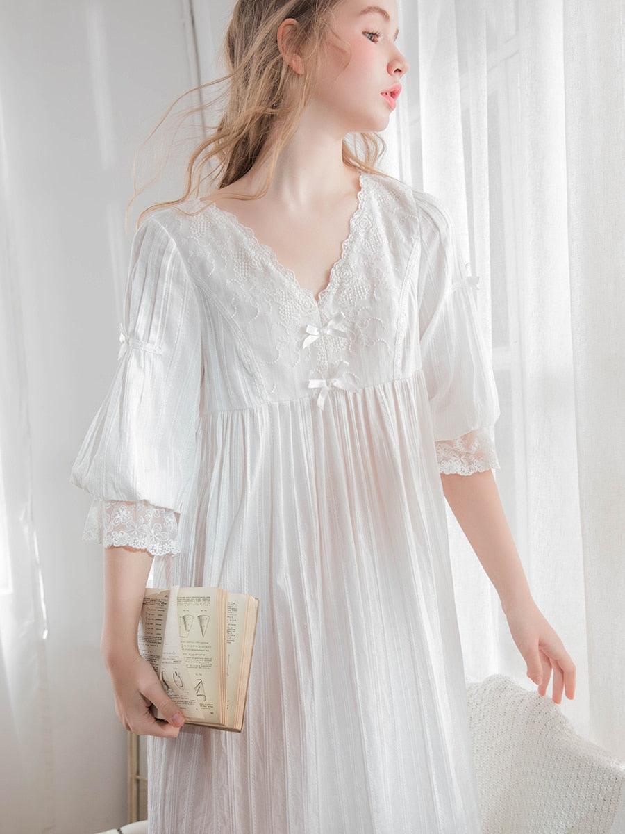 Victorian Nightgown, Vintage Cotton Nightgown - Belleroz