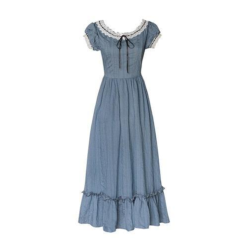 Elsie Vintage Elegant Slim European Dress Retro Lace Sexy Slash Neck Casual Everyday Midi Dress - Sandrine Swank