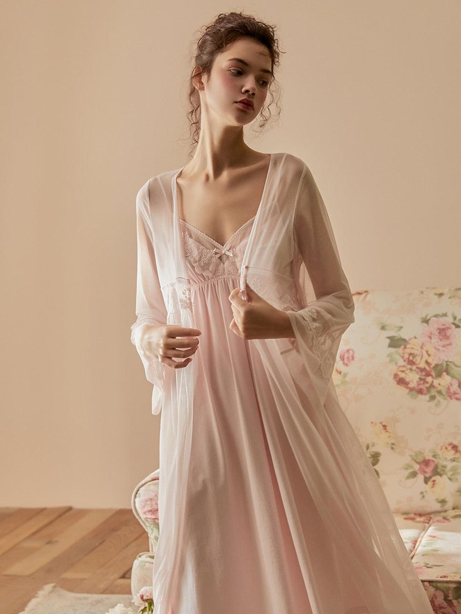 Vintage 2 Pieces Nightgown Sets For Women  Royal Nightdress, Victorian Nightgown - Belleroz