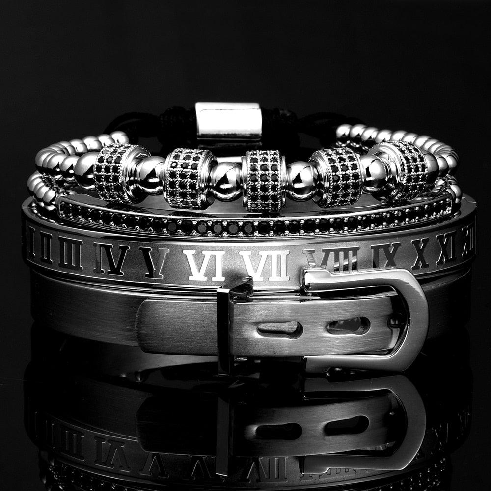 Luxury Roman Royal Crown Charm Men Bracelet, Braided Adjustable Men Bracelet - Sandrine Swank