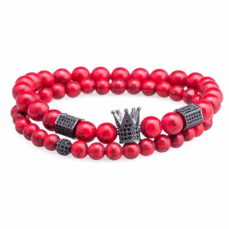 2pcs/Set Beads Male Bracelet, Micro CZ Bead Woven Men Bracelet, Braiding Cord Men Bracelet - Sandrine Swank