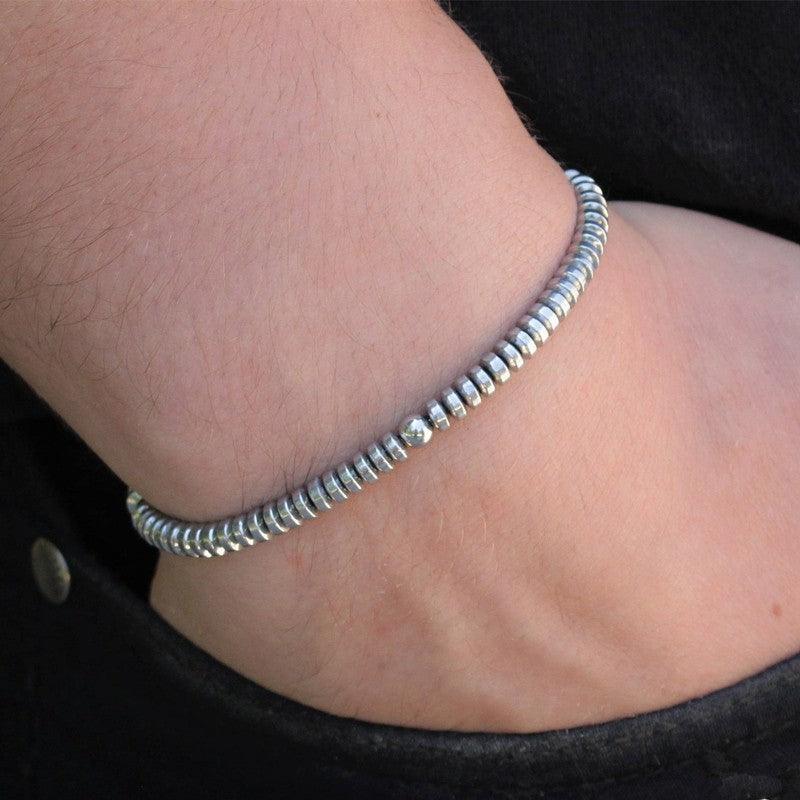 Men Handmade Bracelet, Men's Set Hematite Bracelets European Weaving, Men Braiding Bangle, Men Jewelry Gift - Sandrine Swank