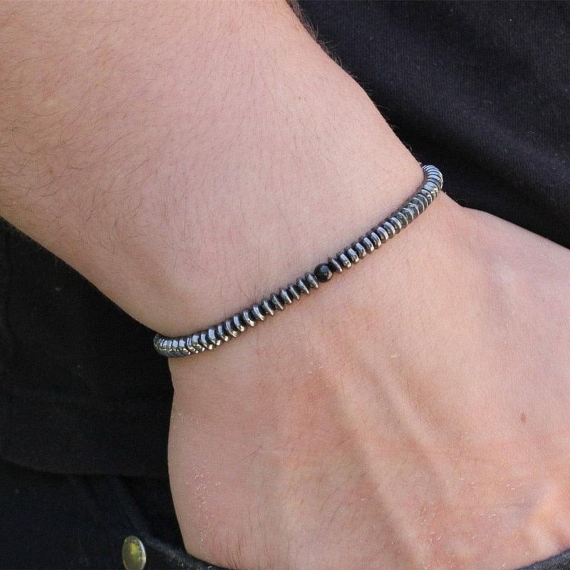 Men Handmade Bracelet, Men's Set Hematite Bracelets European Weaving, Men Braiding Bangle, Men Jewelry Gift - Sandrine Swank