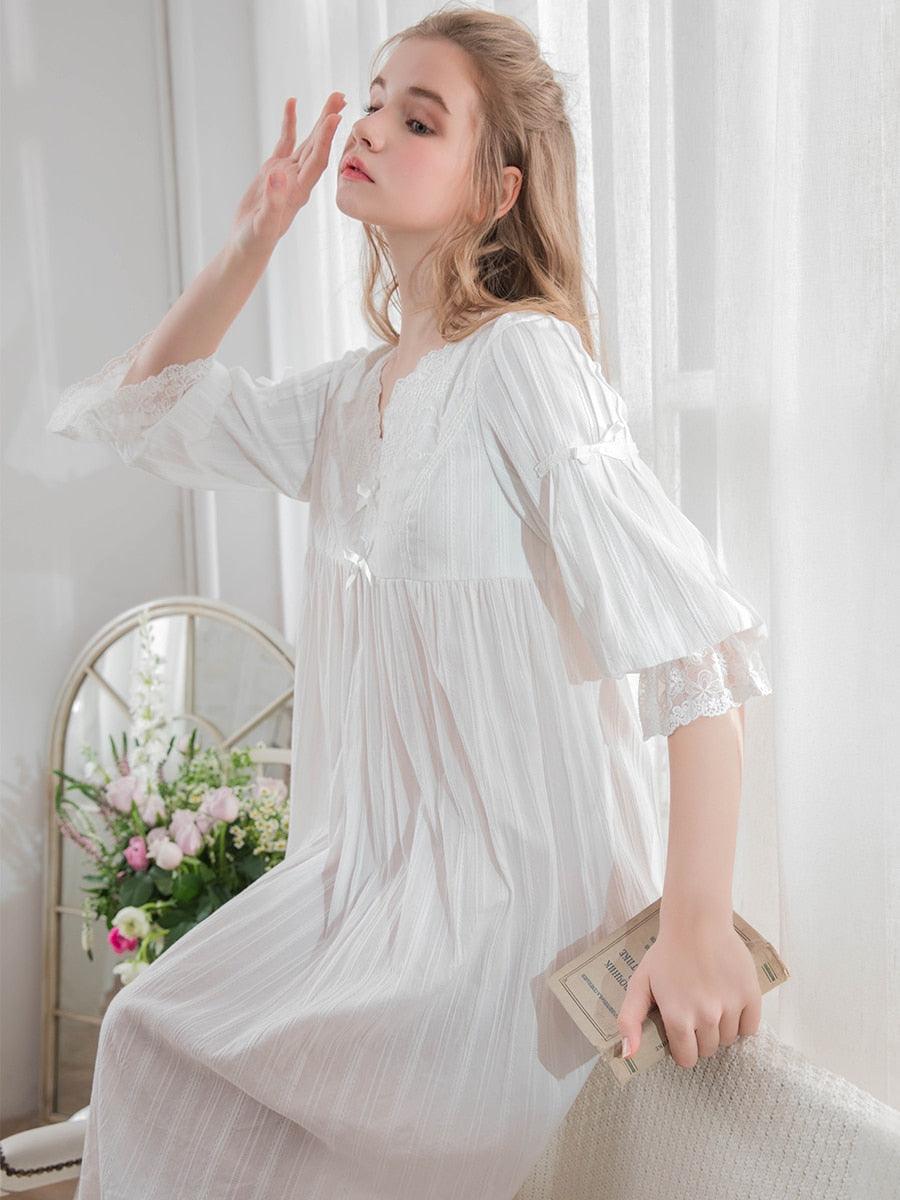 Victorian Nightgown, Vintage Cotton Nightgown - Belleroz