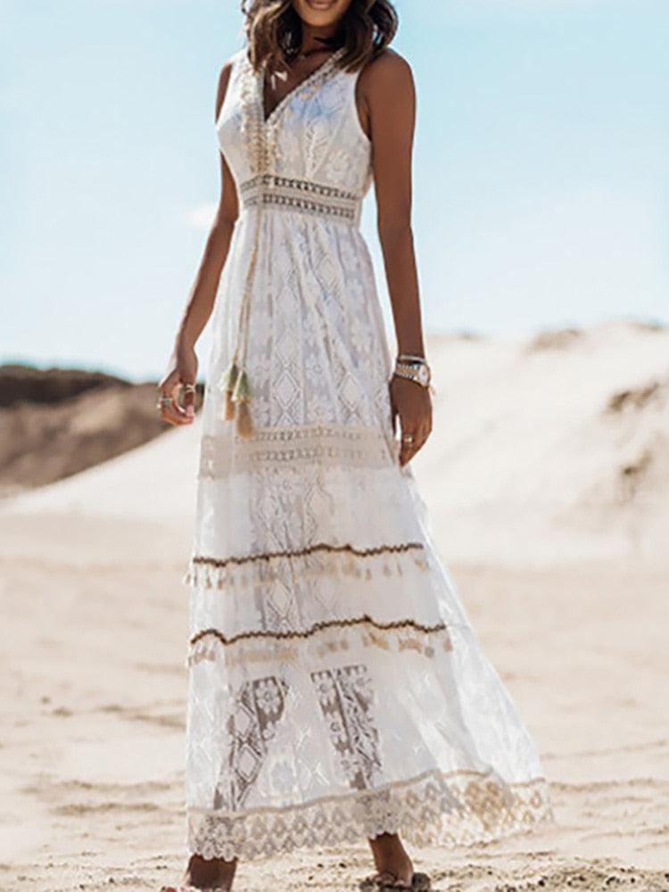 Bohemian Maxi Lace Dress - Belleroz