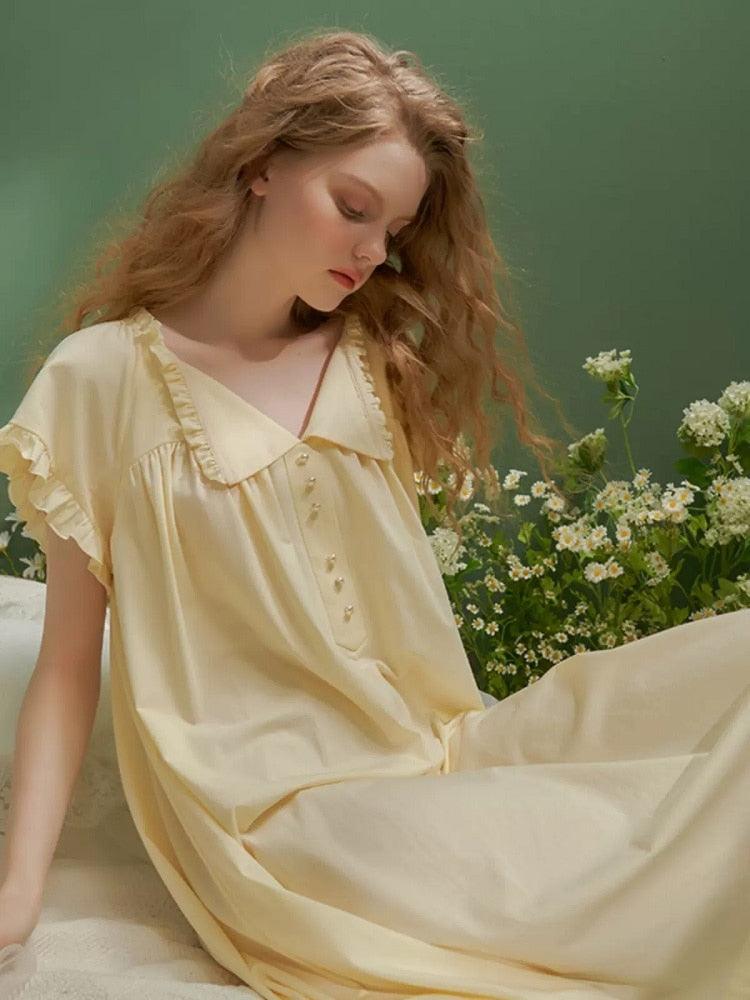 Vintage Nightgown, Soft Loose Sleepwear Elegant Princess Night Dress - Belleroz