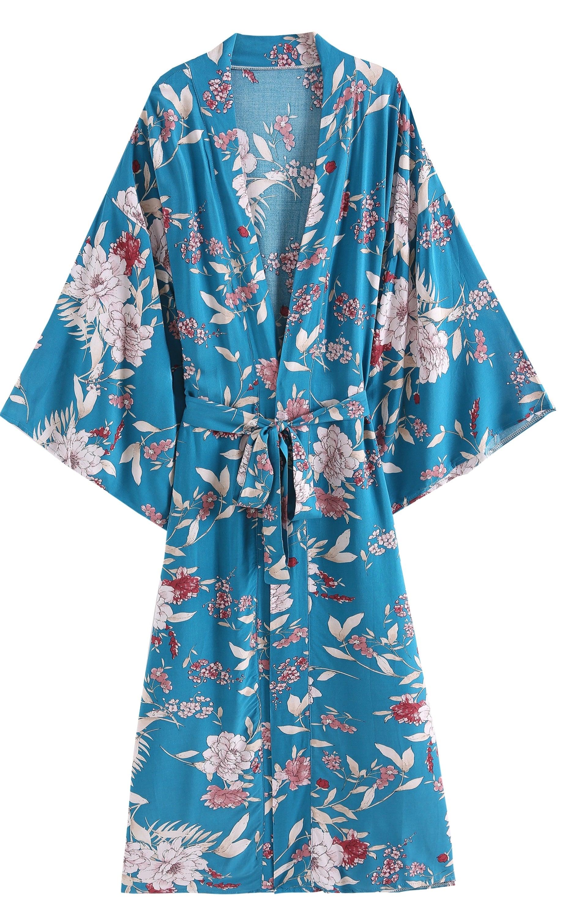 Boho Kimono, Beach Cover Up Kimono, Japanese inspired Kimono, Bohemian Kimono, Handmade Kimono - Belleroz